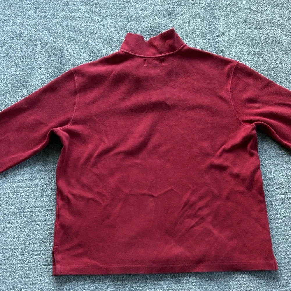 Polo Ralph‎ Lauren Shirt Mens Large Red Pullover 1/4 Zip Vintage Rib Knit Jumper